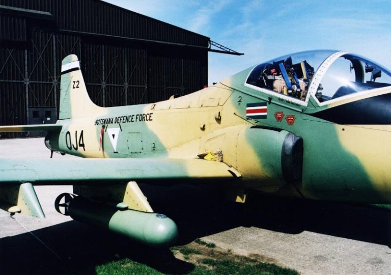 A Botswana Defence Force Strikemaster preserved at Duxford  the types long export reach.