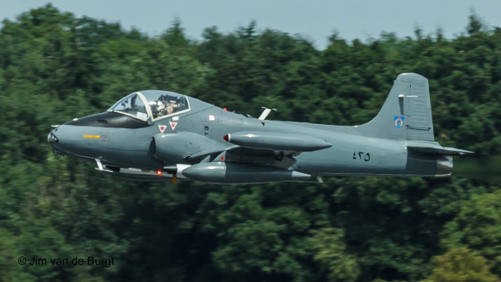 A Strikemaster in Sultan of Omans Air Force colours  a nod to the types hardest-fought campaign in Dhofar.