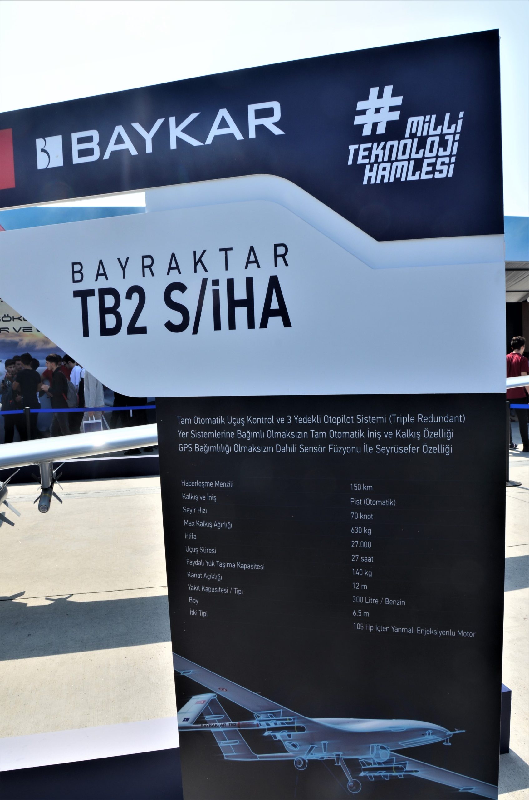Bayraktar TB2 drone on display at Teknofest 2019 in Turkey