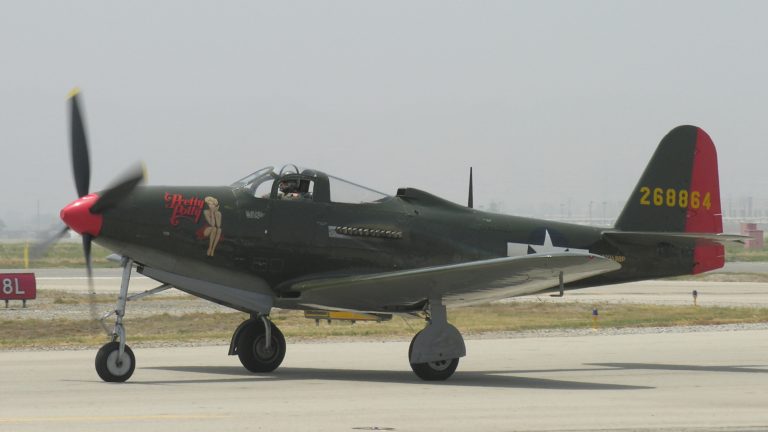 P-63 Kingcobra with Soviet red star at Chino, California