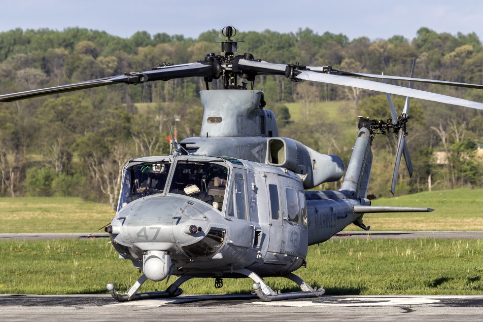 A Bell UH-1Y Venom of the US Marine Corps the Huey lineage still flying today.