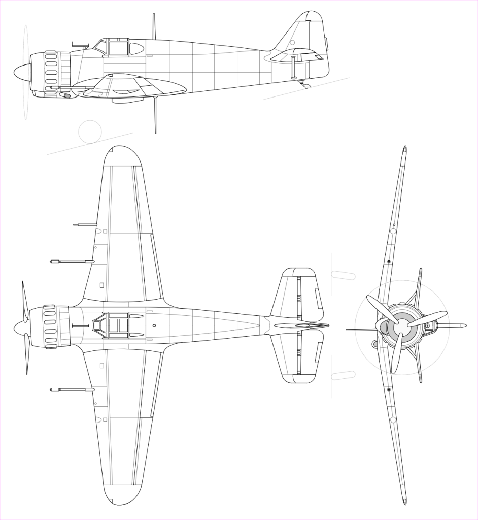 Technical three-view line drawing of the Bloch MB.152