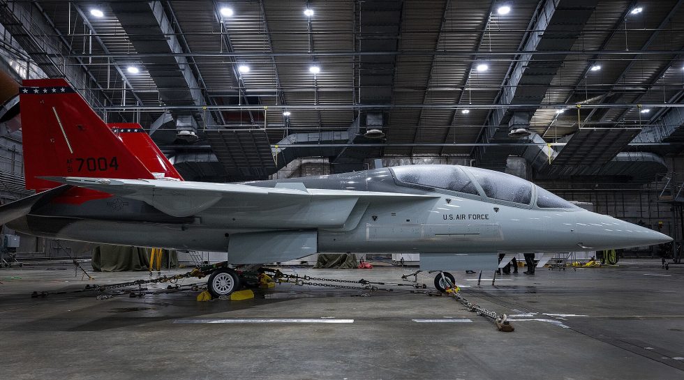 A T-7A Red Hawk endures a cockpit icing test inside the McKinley Climatic Lab at Eglin AFB.