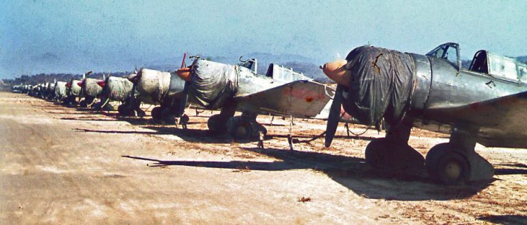 Abandoned Japanese aircraft at Kimpo, Korea, in October 1945  the Sonias war was over.