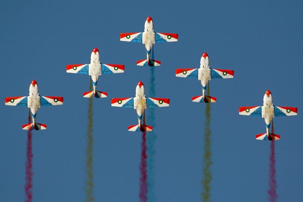 Pakistan Air Force T-37s of the Sherdils formation team.