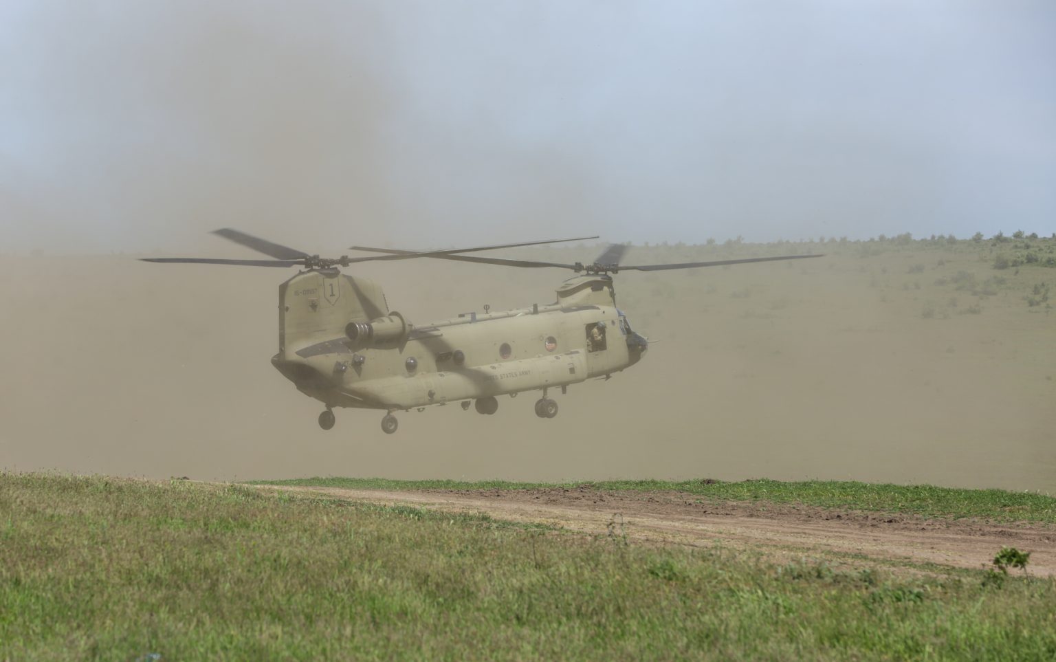 CH-47 Chinook helicopter preparing to land