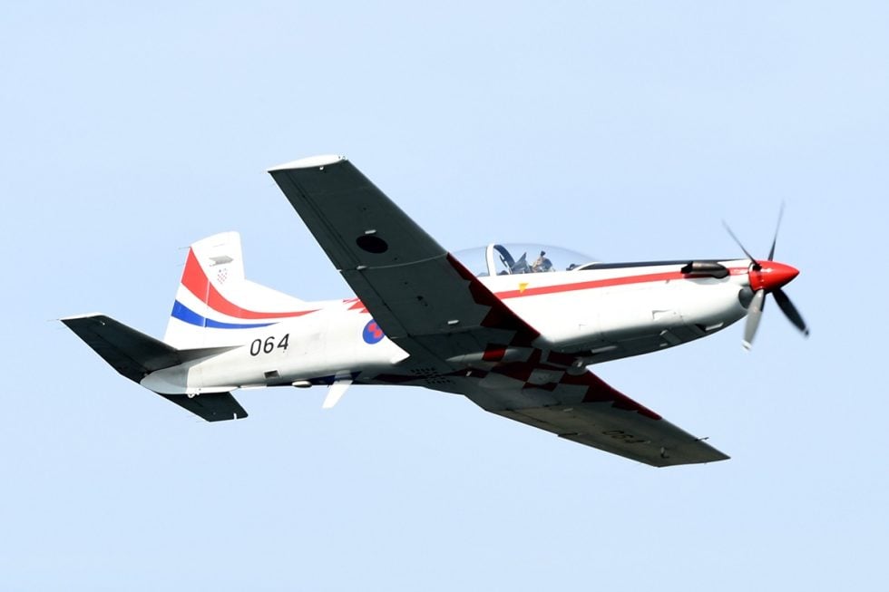 A Croatian Air Force PC-9M backbone of the Wings of Storm display team.