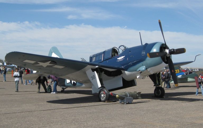 The Commemorative Air Force SB2C-5 Helldiver at an airshow