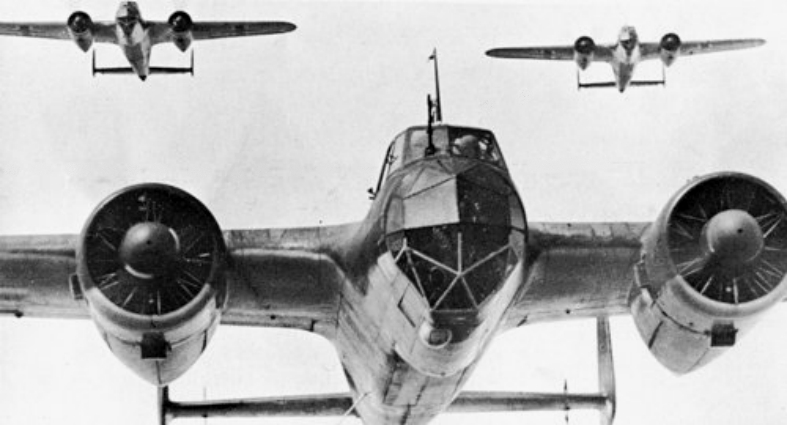 Formation of Dornier Do 17Z bombers over England during the Battle of Britain, 1940