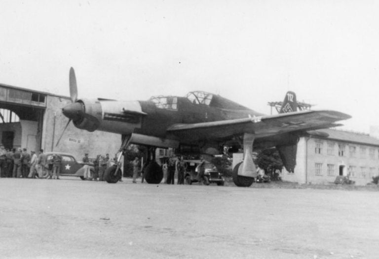A Dornier Do 335 among captured German aircraft in 1945