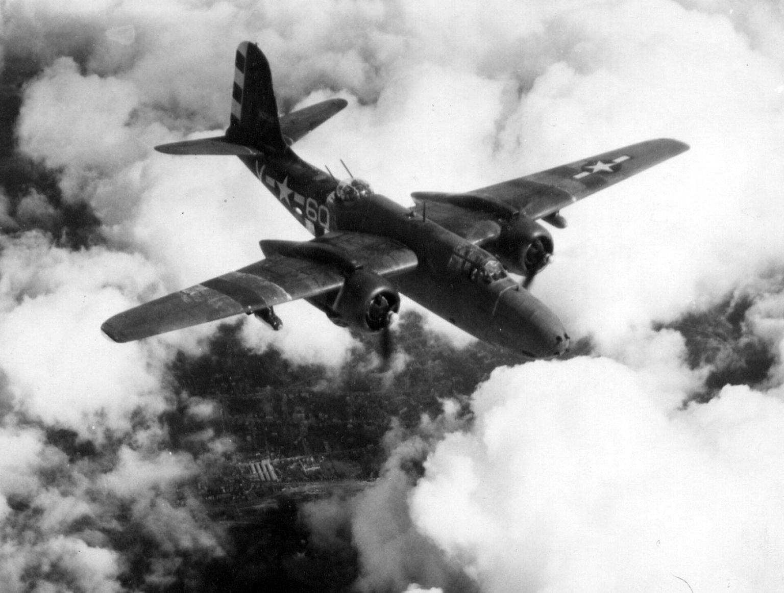 Douglas A-20 Havoc attack bomber in flight