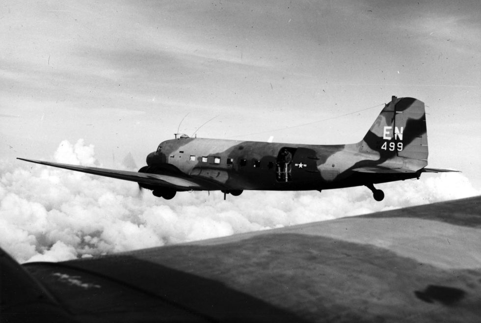An AC-47D of the 4th SOS flying out of Nha Trang, South Vietnam.