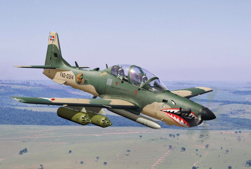 A Dominican Republic Air Force EMB-314 Super Tucano  one of many Latin American operators.