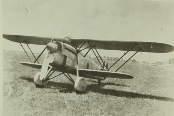 A Fiat CR.32 biplane fighter of the Italian Regia Aeronautica