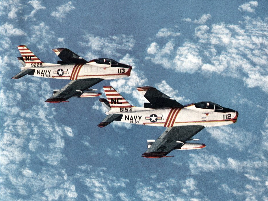 North American FJ-3M Fury of VF-53 in flight, circa 1957