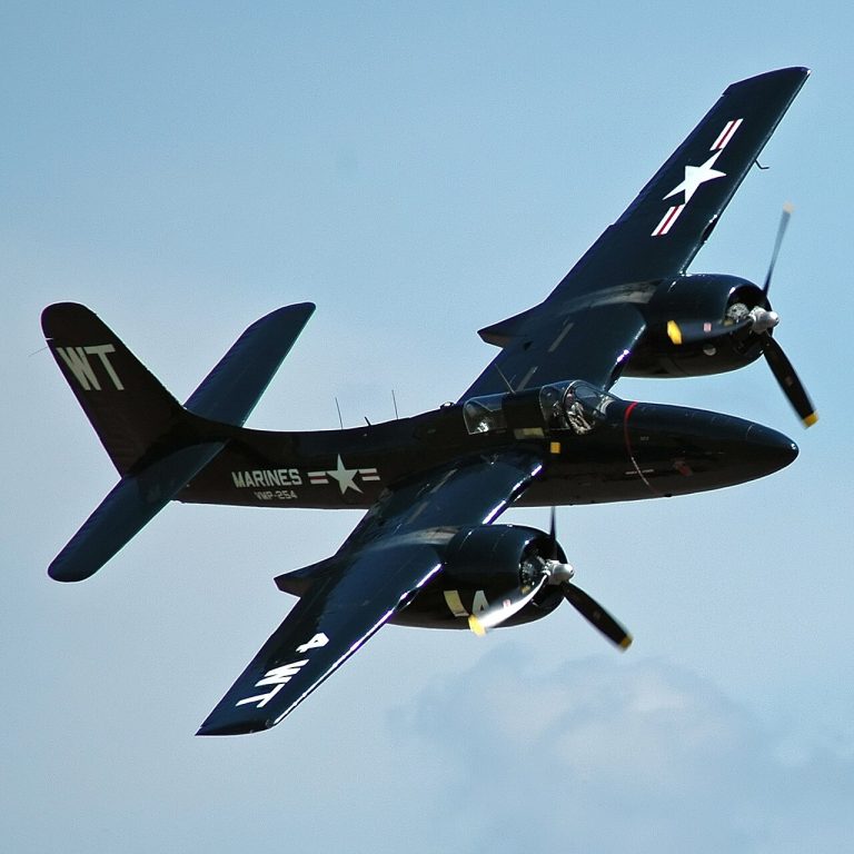 Grumman F7F-3P Tigercat photo-reconnaissance aircraft in flight