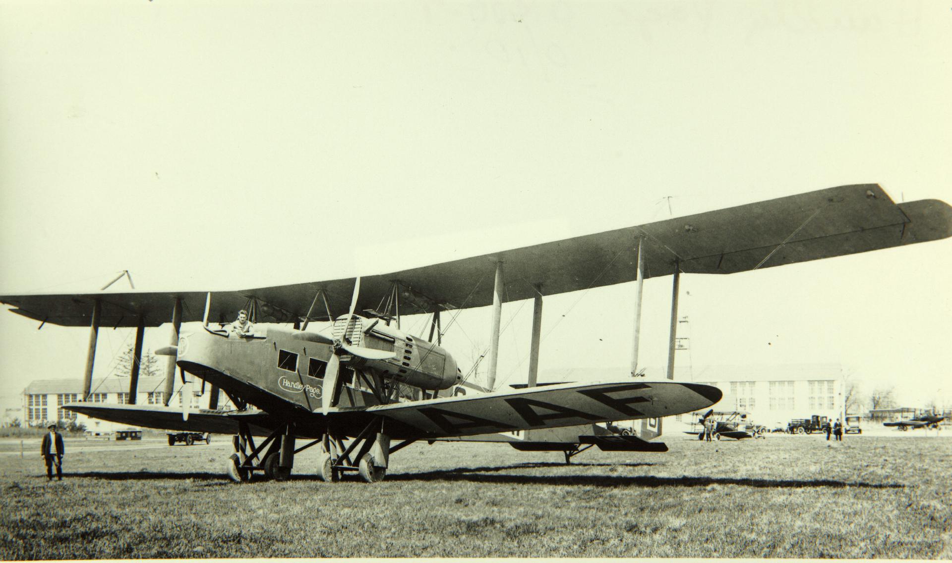 A post-war civil Handley Page O-7 (G-EAAF), a passenger conversion of the O/400.