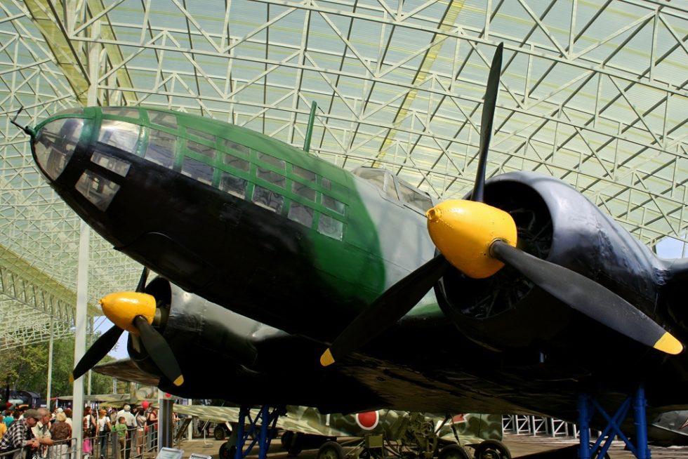 The Il-4s glazed nose and radial engines in close-up.