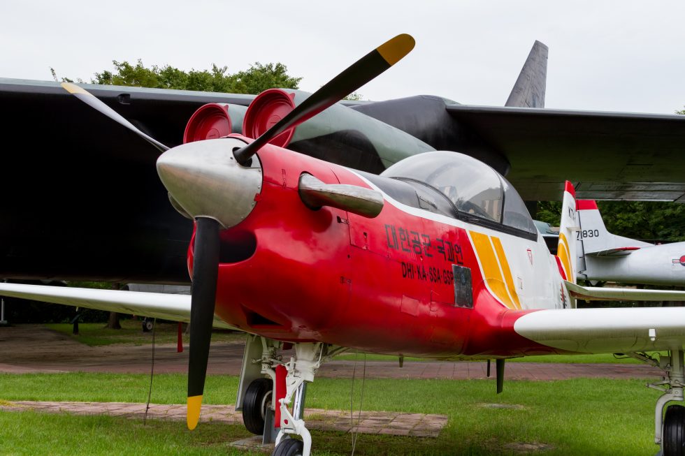 A KT-1 Woongbi preserved at the War Memorial of Korea in Seoul.