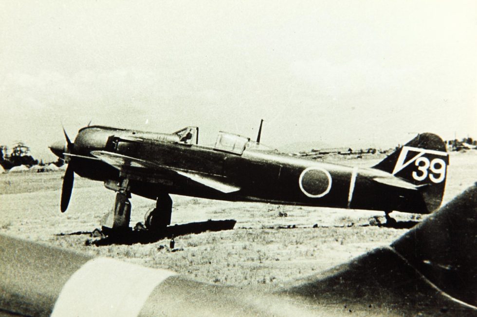 A wartime Ki-100 of the 5th Sentai, 1945  radial-engined and marked with the hinomaru.