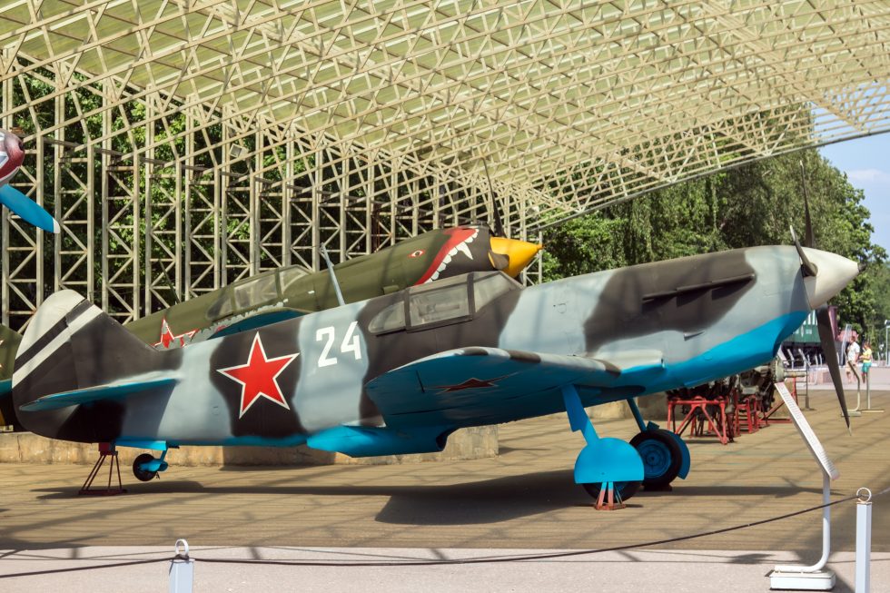 Side profile of a preserved LaGG-3  long nose for the inline V12, faired canopy, all-wood construction.