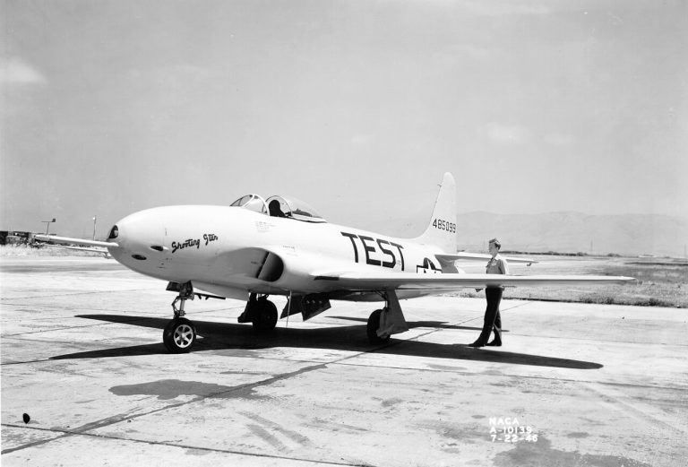 Side view of a Lockheed P-80A Shooting Star