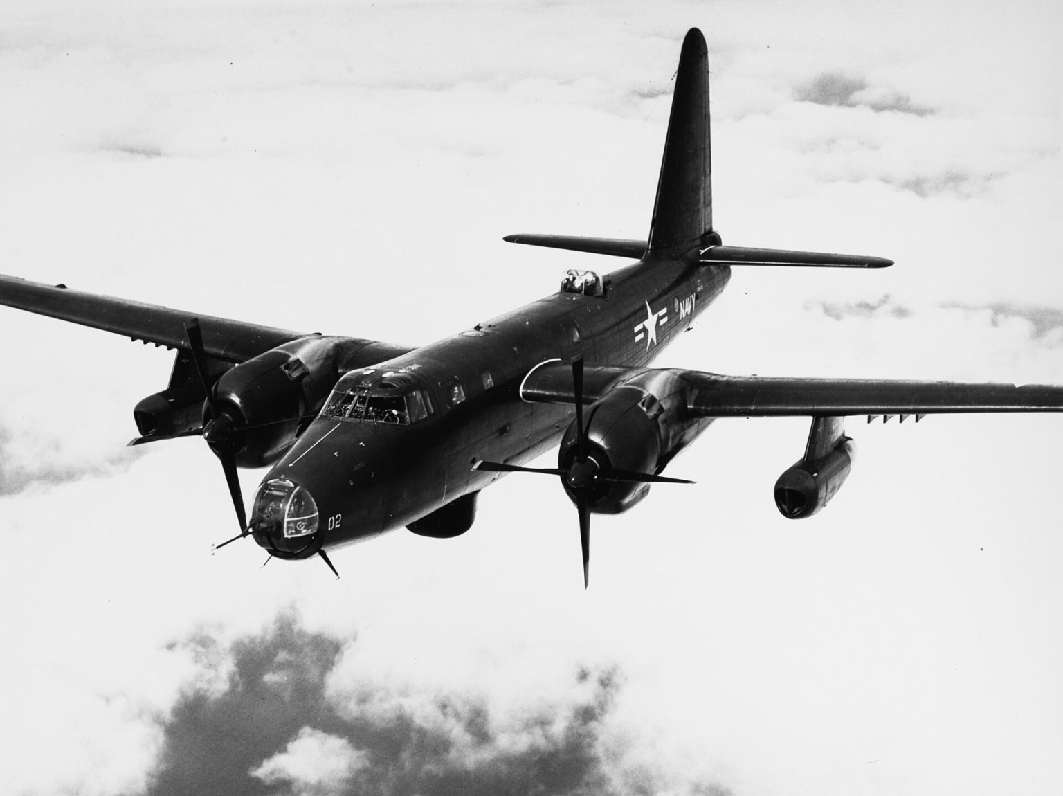 Lockheed P2V-6 Neptune flying on jets only. Photo: US Navy, public domain.