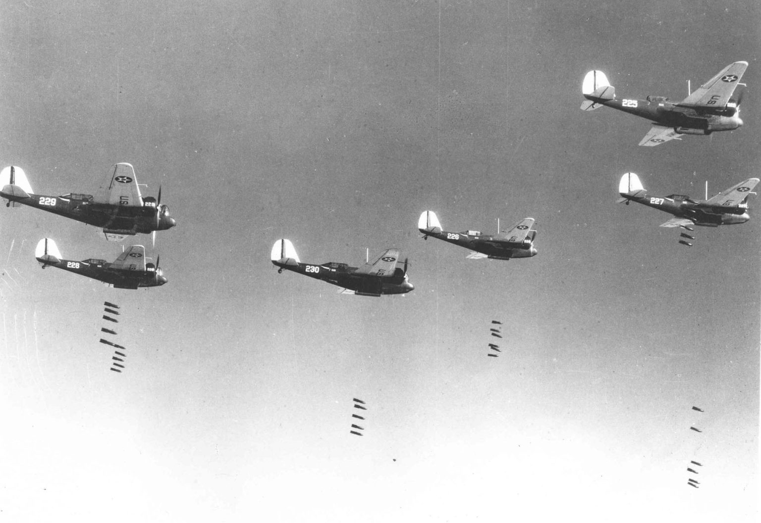 Martin B-10B all-metal monoplane bombers of the U.S. Army Air Corps in formation flight