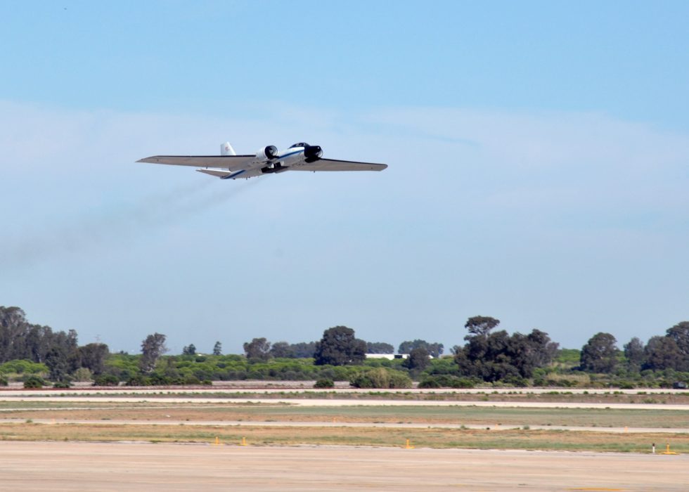 A NASA WB-57 high-altitude research aircraft the only Canberra type still flying.