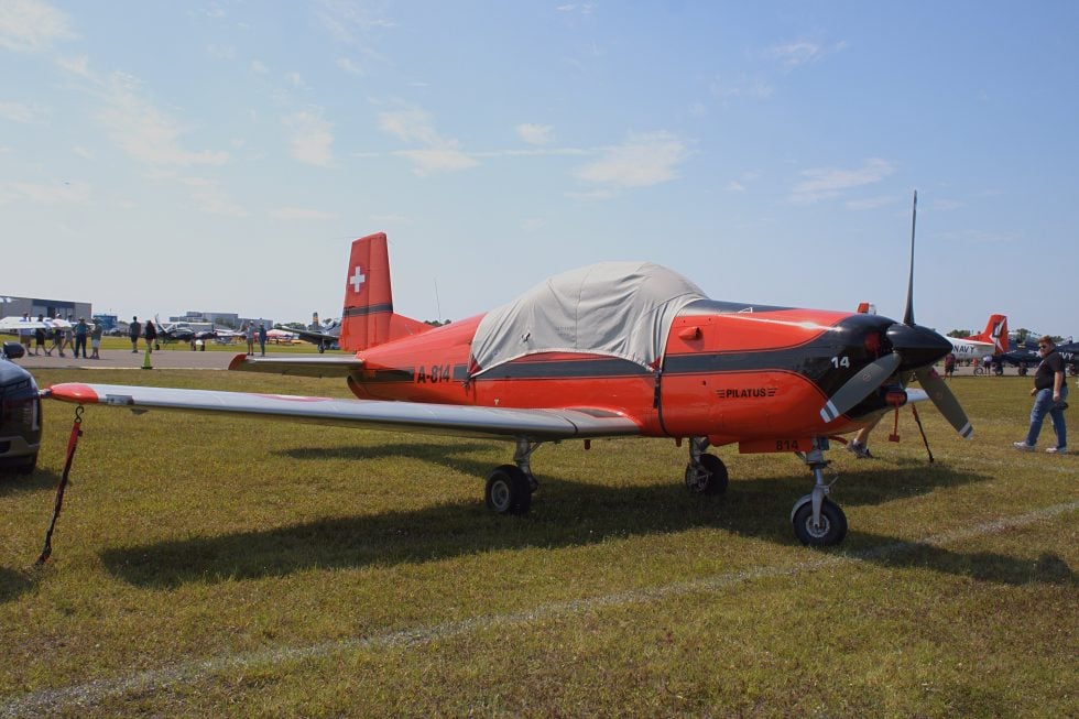 An ex-Swiss P-3-05 preserved and flying today as a civilian warbird.
