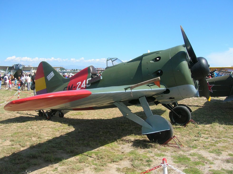 A restored I-16 in Republican colours  the worlds first modern monoplane fighter.
