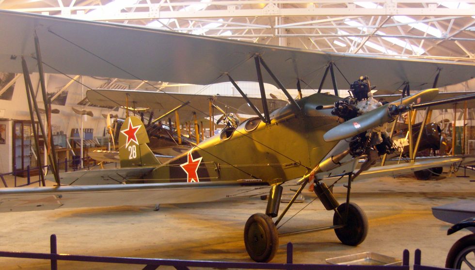 An airworthy Po-2 flying with the Shuttleworth Collection in England.
