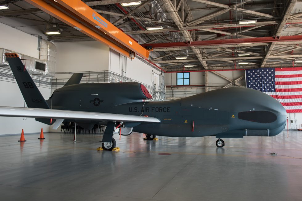 A Global Hawk on the ground at Naval Air Station Sigonella, Italy home of the NATO fleet.