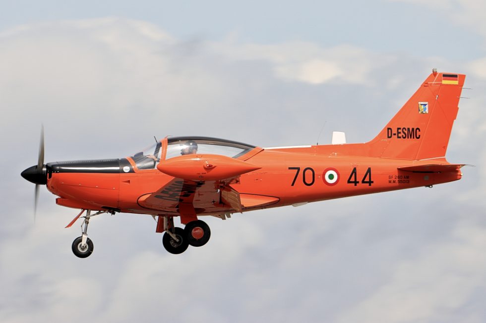 A SIAI-Marchetti SF-260 in flight a light aircraft with fighter-like handling.