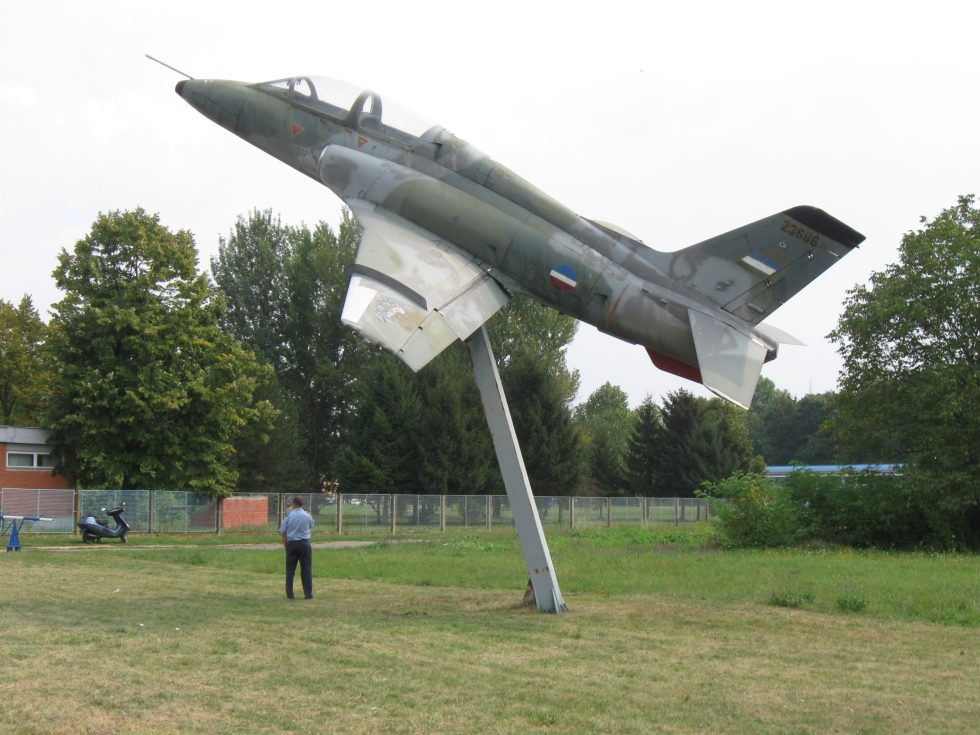 Preserved Soko G-4 Super Galeb on display at Batajnica
