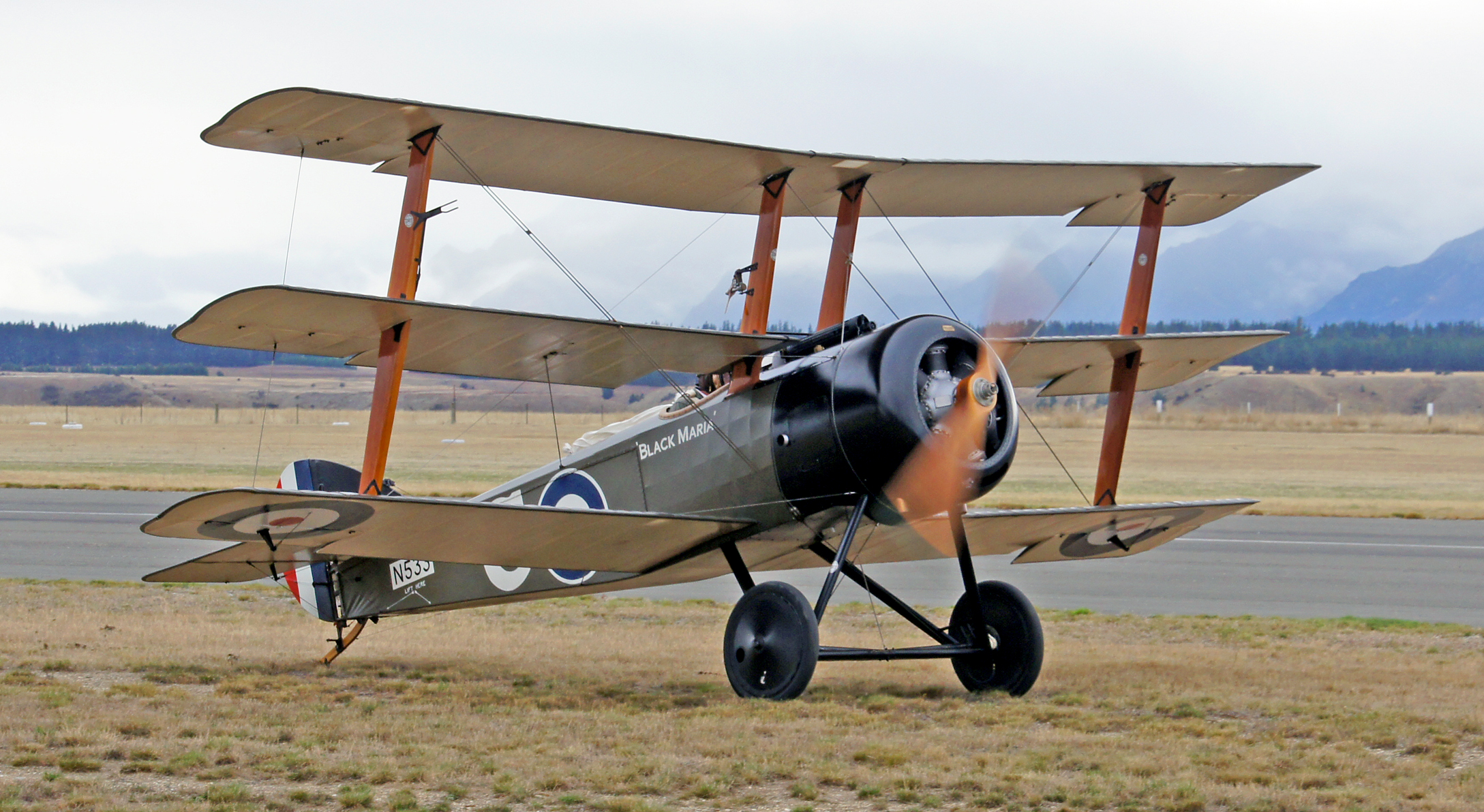 Preserved Sopwith Triplane reproduction on display