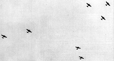 Soviet Tupolev SB bombers over Helsinki during the Winter War, 1939
