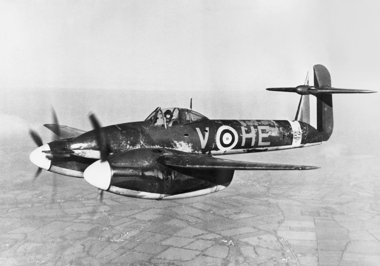 Westland Whirlwind twin-engine cannon fighter of the RAF in flight