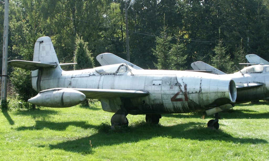 Preserved Yakovlev Yak-23 showing the pod-and-boom layout. Photo: Pibwl / Wikimedia Commons (public domain).